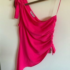 Amanda Uprichard Vibrant Pink One-Shoulder Camisole